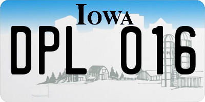 IA license plate DPL016