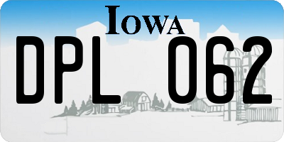 IA license plate DPL062