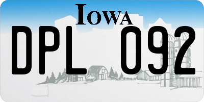 IA license plate DPL092
