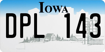 IA license plate DPL143