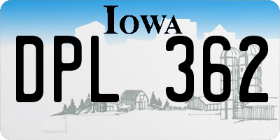 IA license plate DPL362