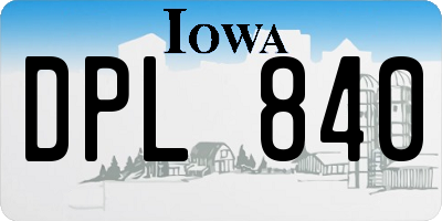 IA license plate DPL840