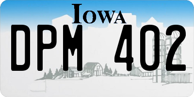 IA license plate DPM402
