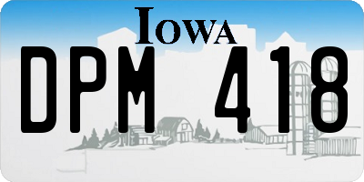 IA license plate DPM418