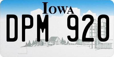 IA license plate DPM920