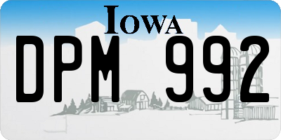 IA license plate DPM992