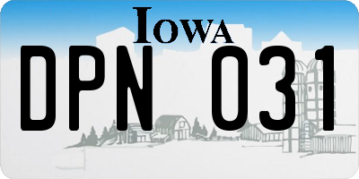 IA license plate DPN031