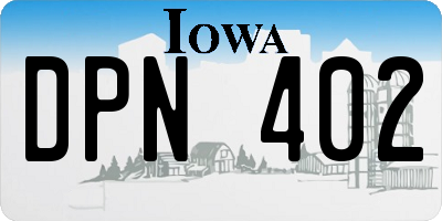 IA license plate DPN402