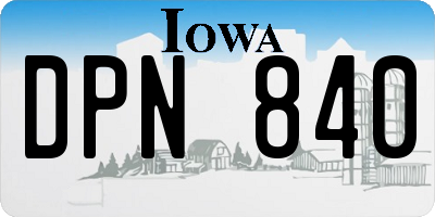 IA license plate DPN840