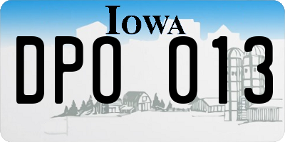 IA license plate DPO013