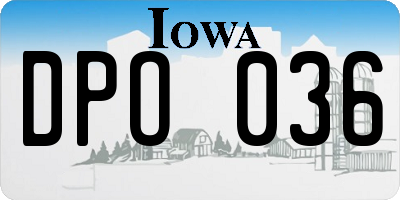 IA license plate DPO036
