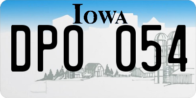 IA license plate DPO054