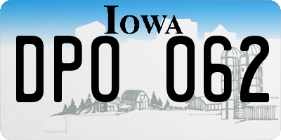 IA license plate DPO062