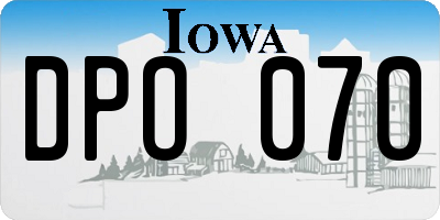 IA license plate DPO070