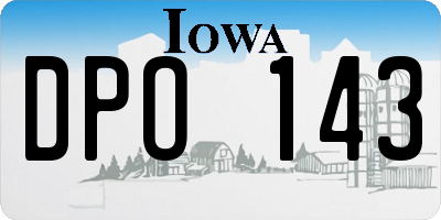 IA license plate DPO143