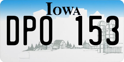 IA license plate DPO153