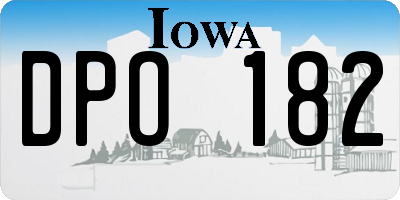 IA license plate DPO182