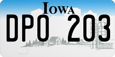 IA license plate DPO203