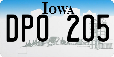 IA license plate DPO205