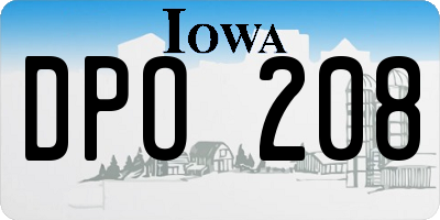 IA license plate DPO208