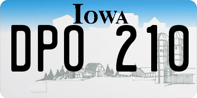 IA license plate DPO210