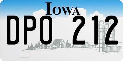 IA license plate DPO212