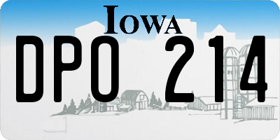 IA license plate DPO214