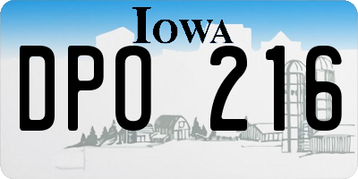 IA license plate DPO216