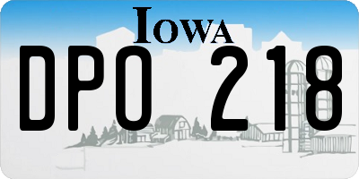 IA license plate DPO218