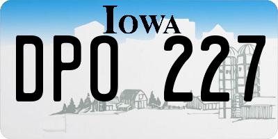 IA license plate DPO227