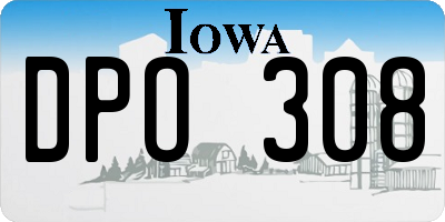 IA license plate DPO308