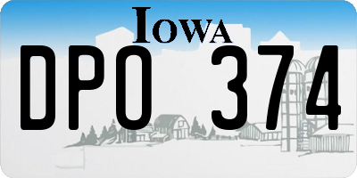 IA license plate DPO374