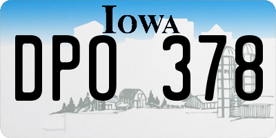 IA license plate DPO378