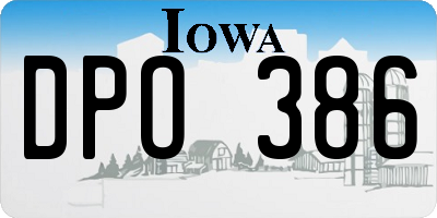 IA license plate DPO386