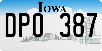 IA license plate DPO387