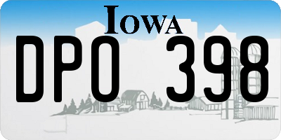 IA license plate DPO398