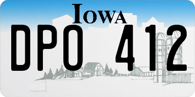 IA license plate DPO412