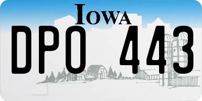 IA license plate DPO443