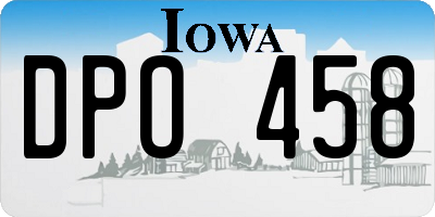 IA license plate DPO458