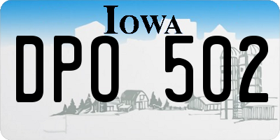 IA license plate DPO502