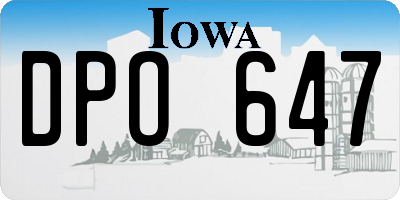 IA license plate DPO647