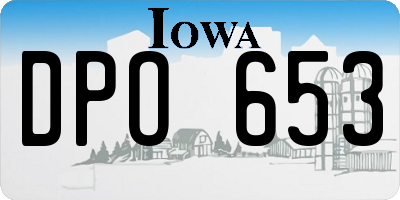 IA license plate DPO653