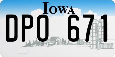 IA license plate DPO671