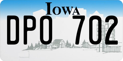 IA license plate DPO702