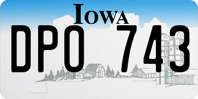 IA license plate DPO743