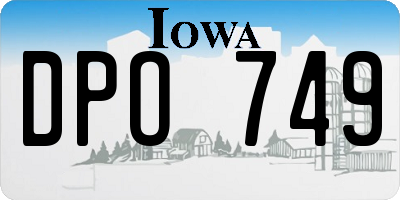 IA license plate DPO749