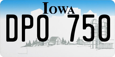 IA license plate DPO750