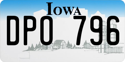 IA license plate DPO796