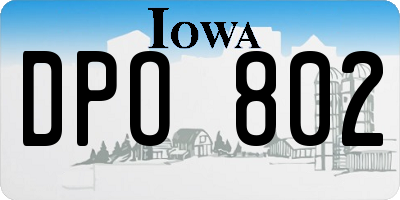 IA license plate DPO802