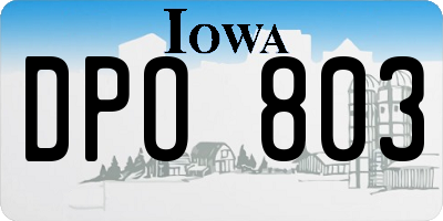 IA license plate DPO803